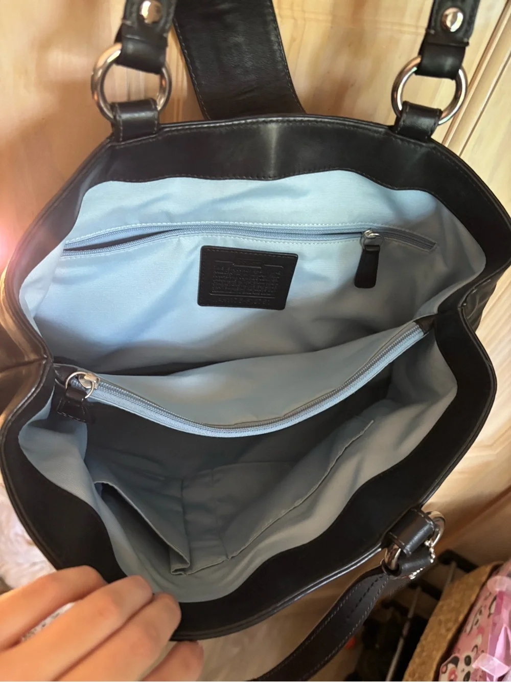 Coach Classic Black Leather Tote Handbag Y2K